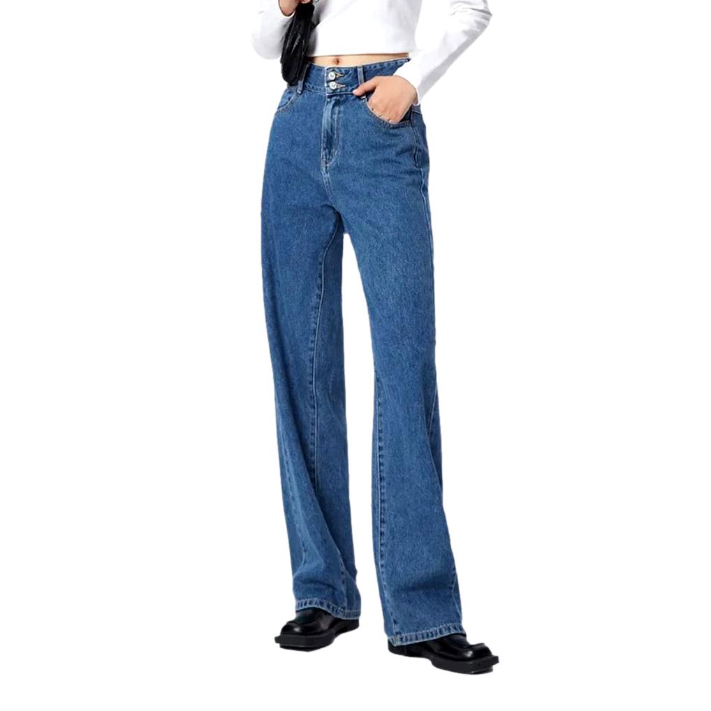 Wide-leg women's denim pants