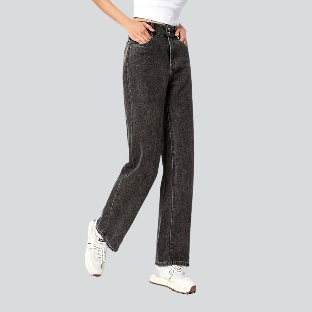 Wide-leg women's denim pants