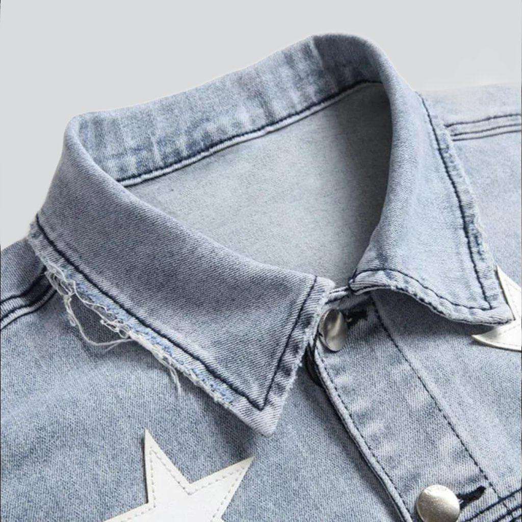 White stars light denim jacket