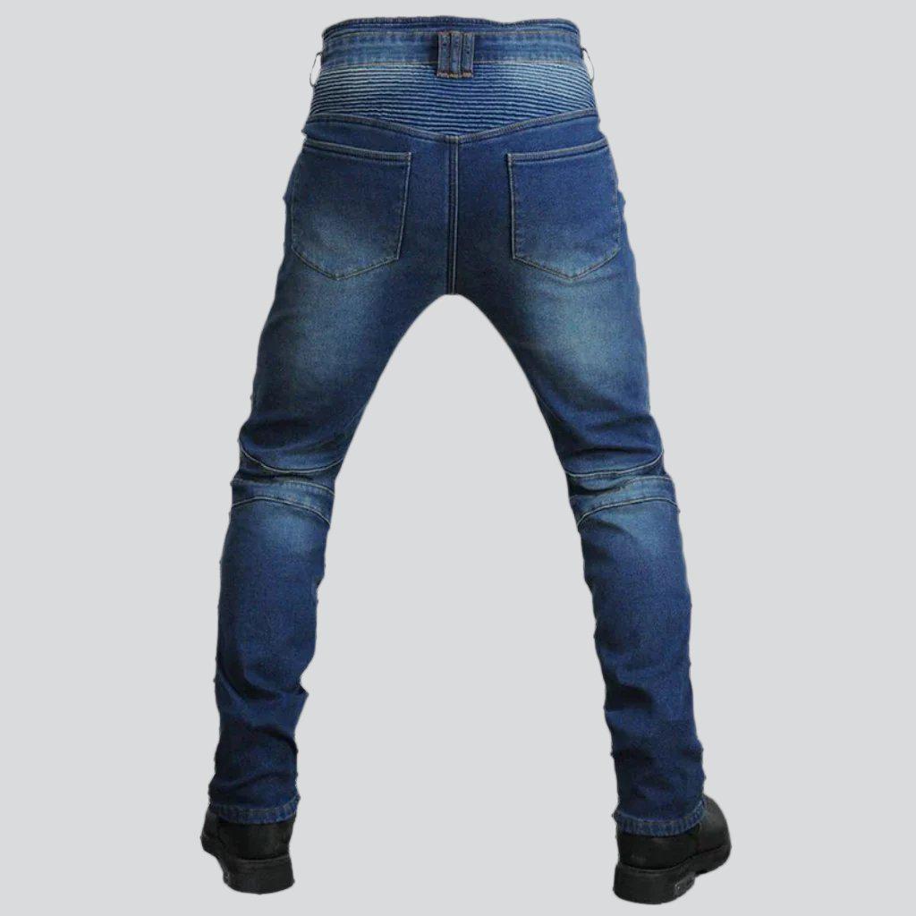 Winter warm men's biker jeans