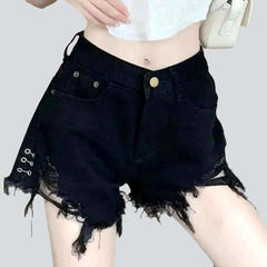 Wide women's distressed denim shorts