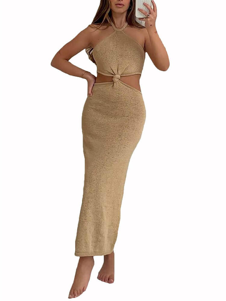 Casual Halter Neck Backless Long Dress