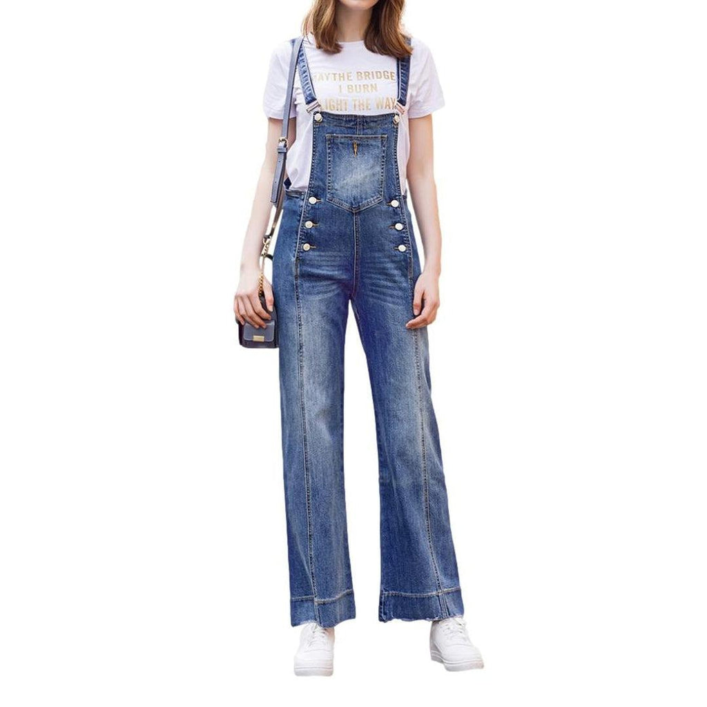 Wide-leg women's denim jumpsuit