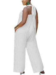 One Piece Halter Soild Color Jumpsuits