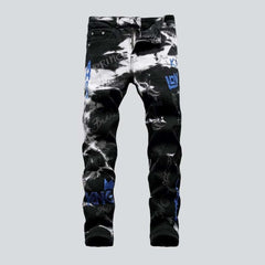 White bleach embroidered men's jeans