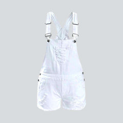 White women's denim romper