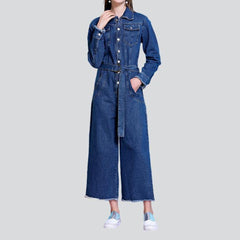 Wide-leg women's denim overall