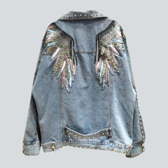 Wings embroidery women's denim jacket