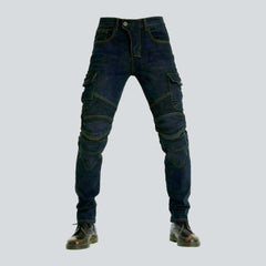 Winter dark men's biker jeans