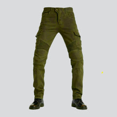 Winter khaki men's biker jeans