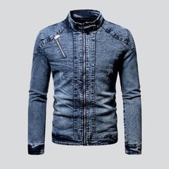 Winter men's moto denim jacket