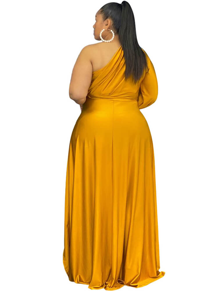 One Shoulder Irregular Hem Maxi Dresses