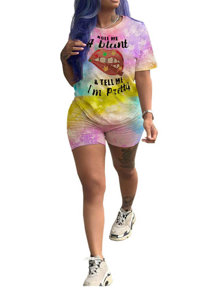 Tie Dye Round Neck Tops & Bodycon Pants