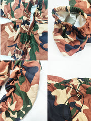 Drawstring Ruched Camouflage Bodycon Pants