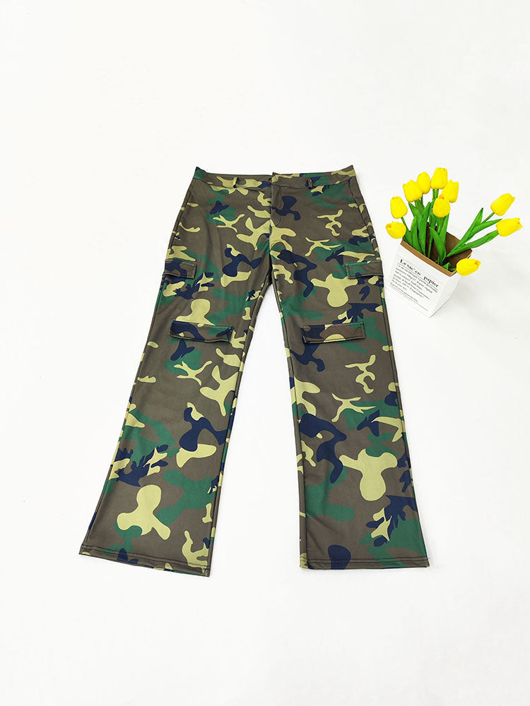 Plus Size Camouflage Print Long Pants