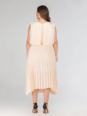 Plus Size Tie Waist Pleated Dress