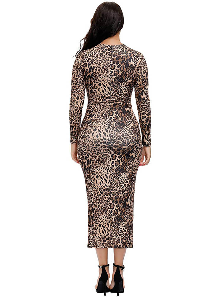 Leopard Print Tunic Bodycon Maxi Pencil Dresses