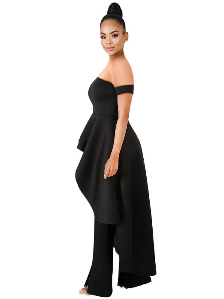 Off Shoulder Asymmetrical Bodycon Peplum Dresses Tops