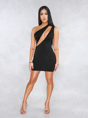 One Shoulder Cutout Bodycon Mini Dresses Clubwear