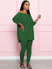 Two Pieces Long Sleeve Tops & Bodycon Pants