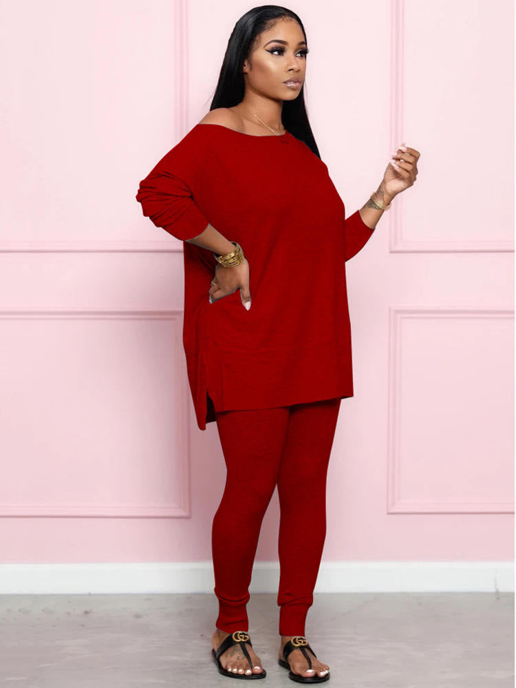 Two Pieces Long Sleeve Tops & Bodycon Pants