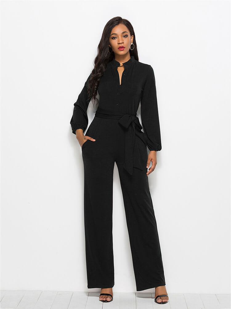 Wide Leg JumpSuits Rompers With Belt