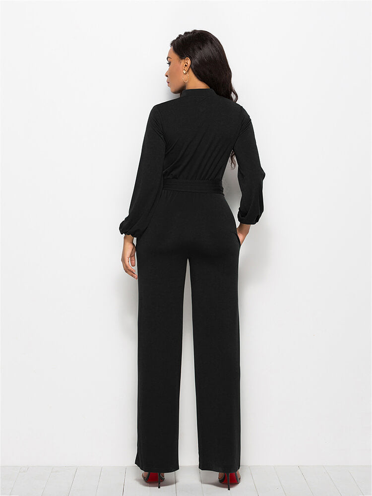 Wide Leg JumpSuits Rompers With Belt