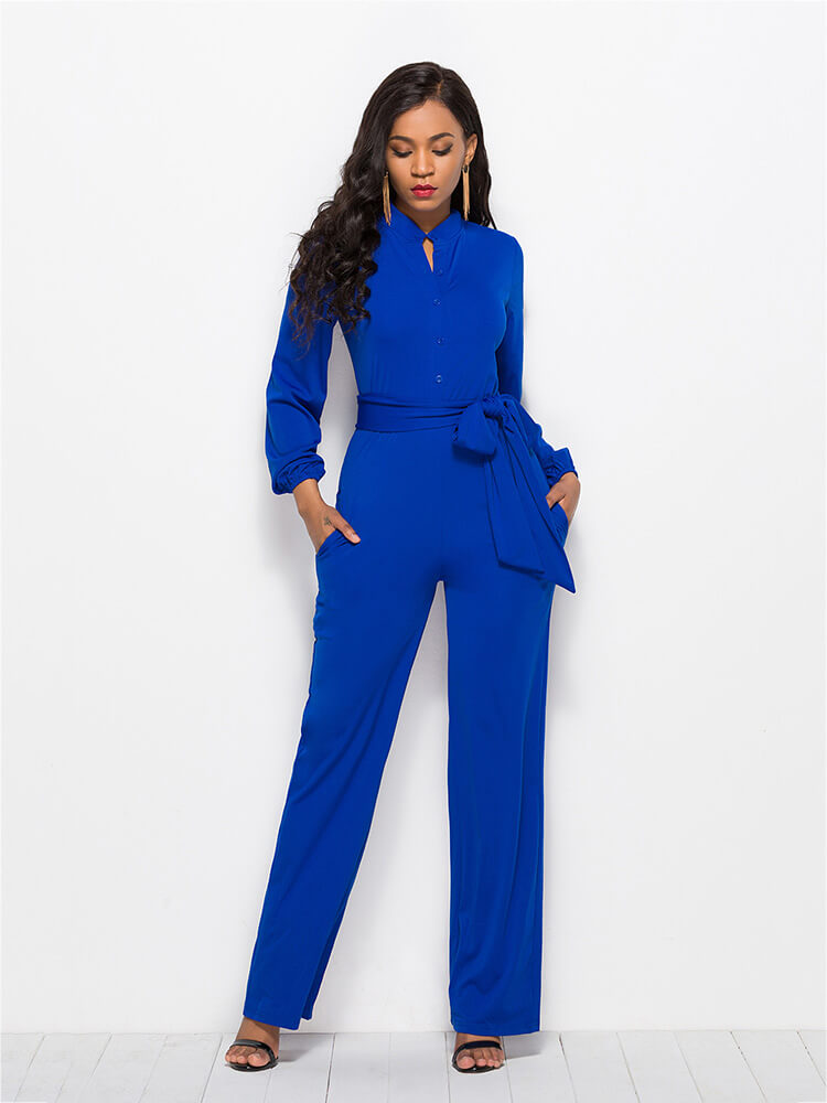 Wide Leg JumpSuits Rompers With Belt