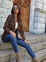 Office Long Sleeve Leopard Open Front Blazer