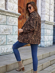 Office Long Sleeve Leopard Open Front Blazer