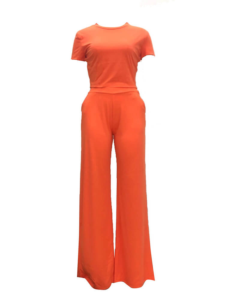 Slim Crop Top & Wide Leg Pants Set