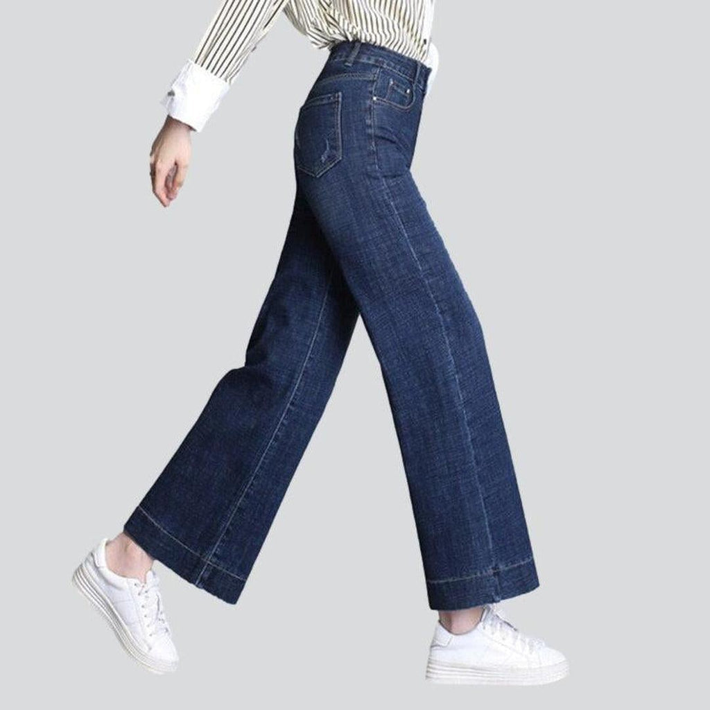 Wide leg women's stylish jeans