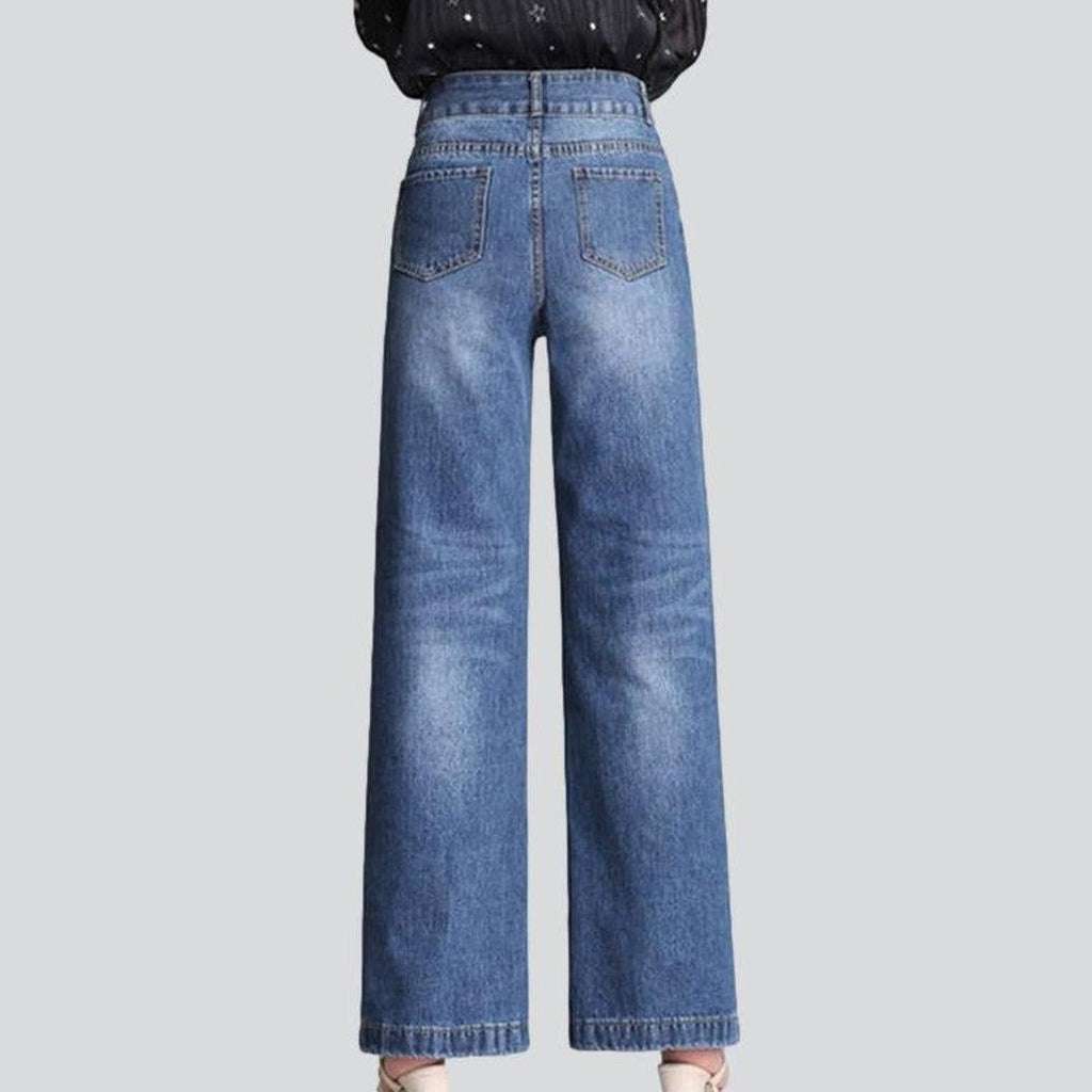 Wide leg women's stylish jeans