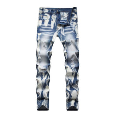 White painted men's denim pants