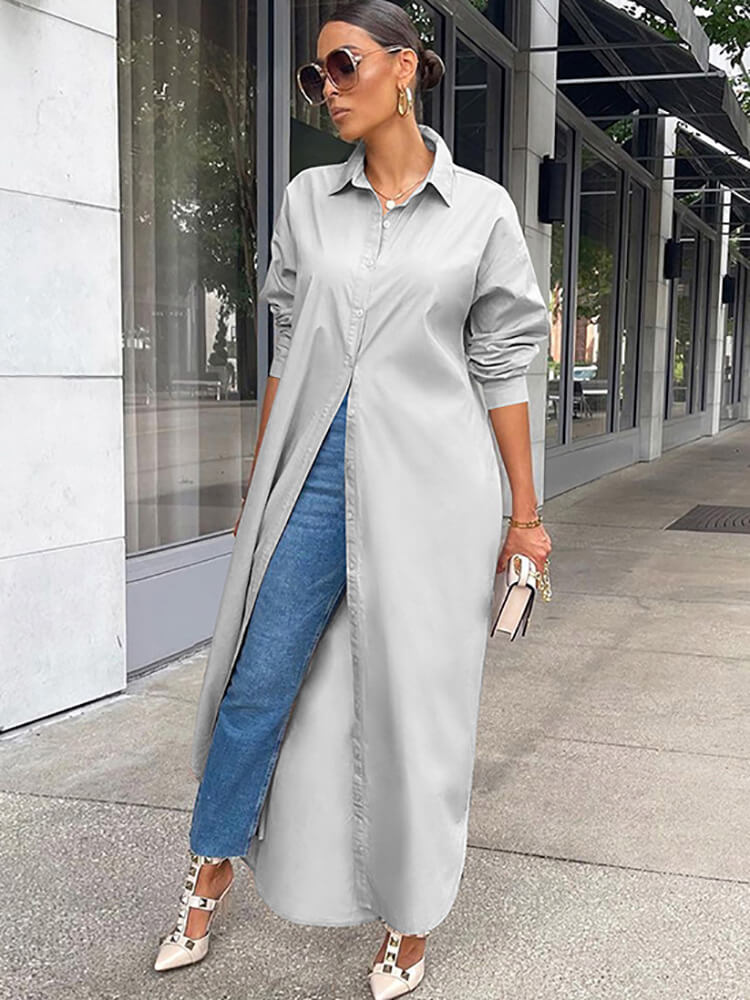 Button Down Long Sleeve Shirt Dress