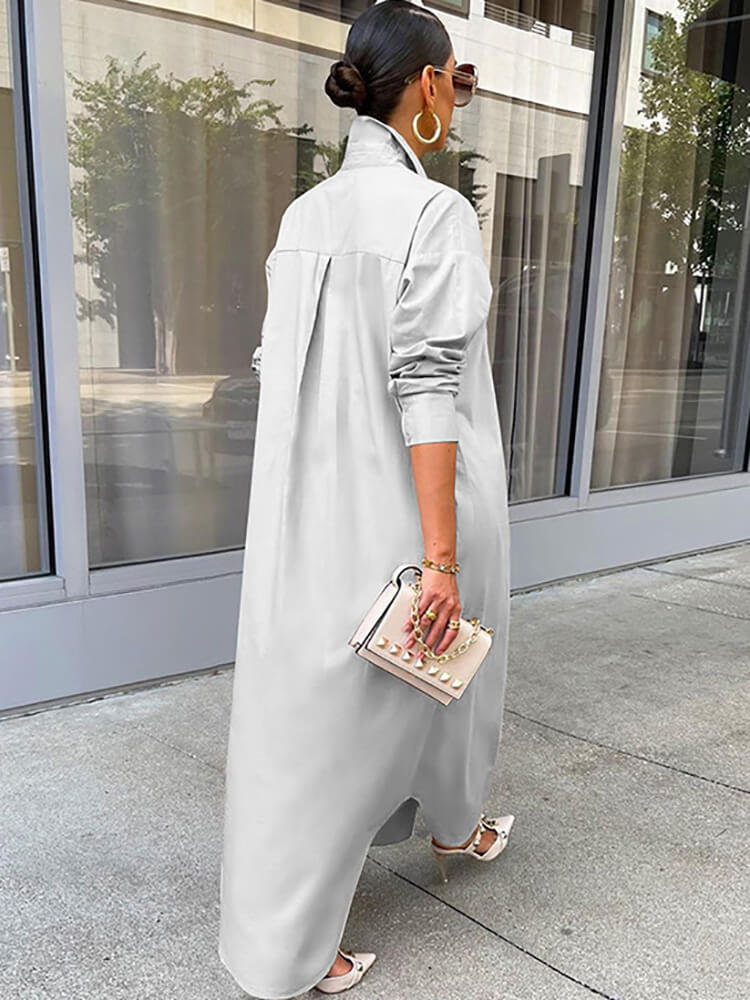 Button Down Long Sleeve Shirt Dress