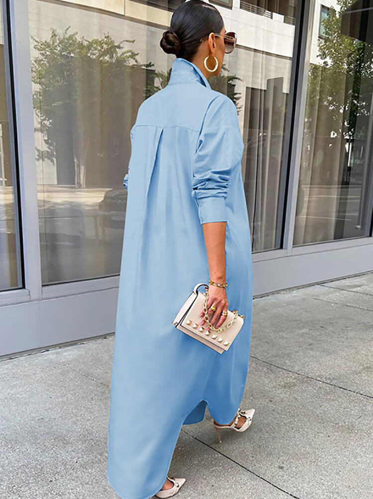 Button Down Long Sleeve Shirt Dress