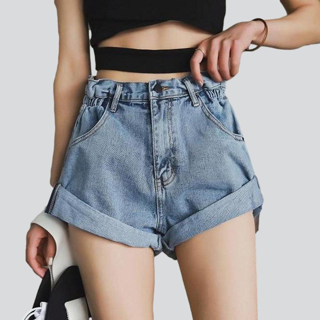 Wide-leg women's jeans shorts