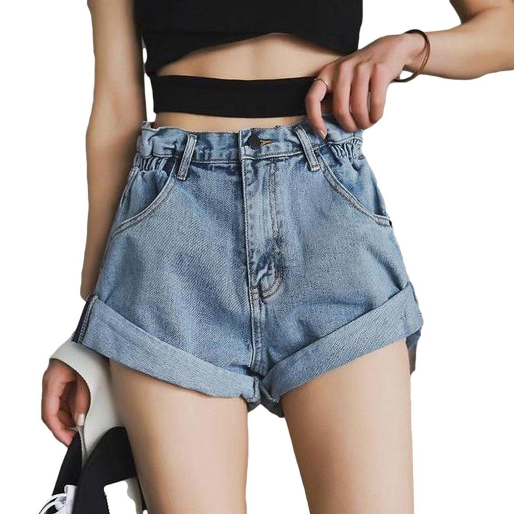 Wide-leg women's jeans shorts