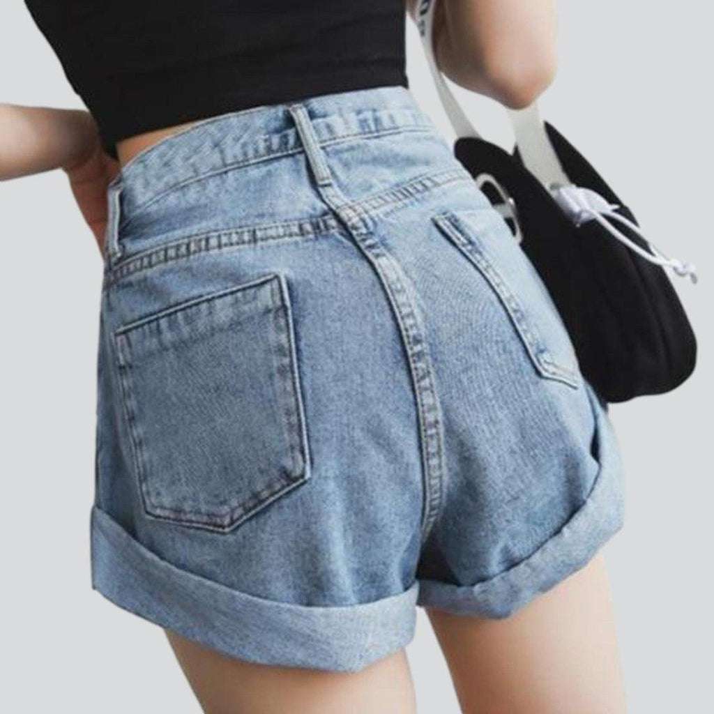 Wide-leg women's jeans shorts